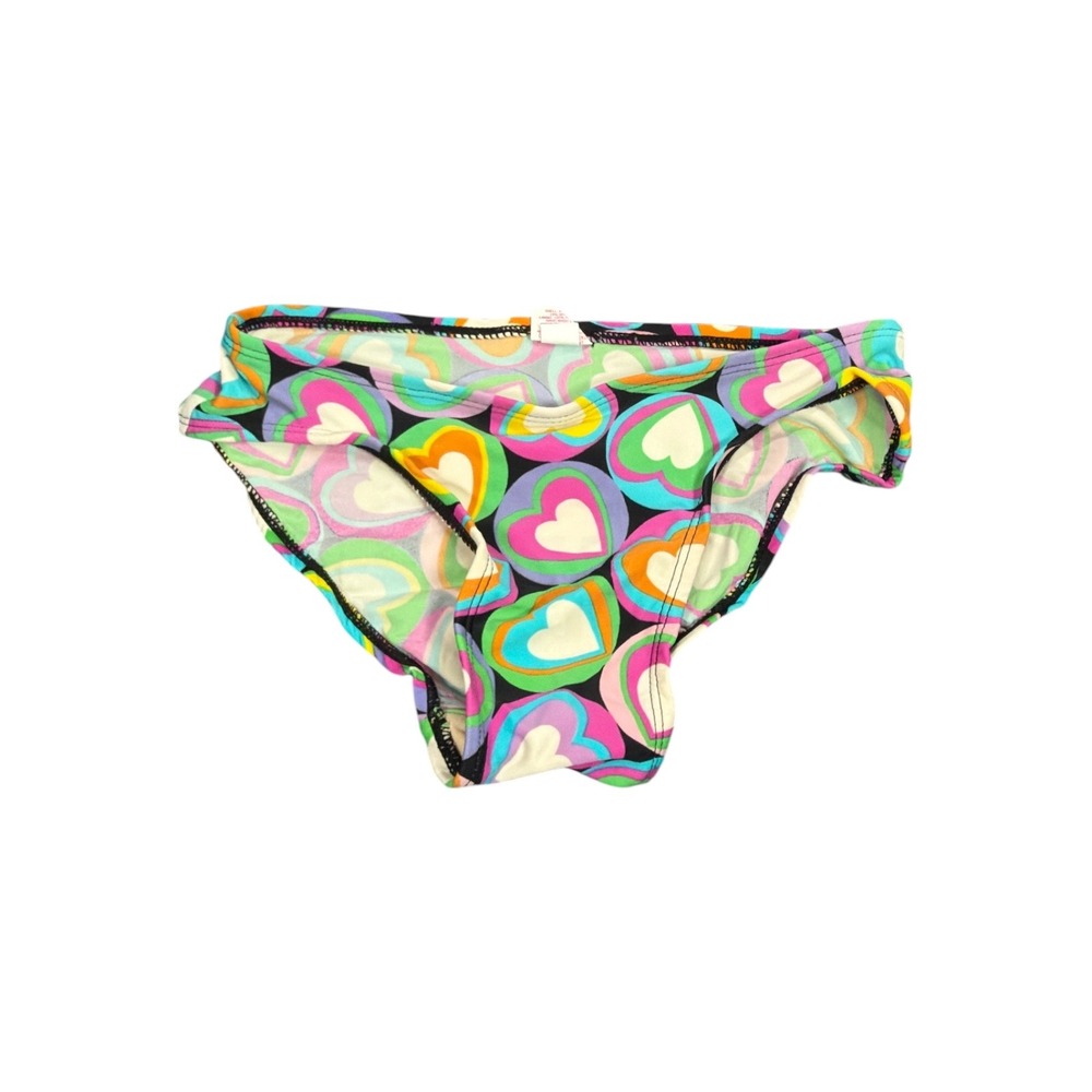 Xhilaration Girls Rainbow Psychedelic Heart Print Bikini Bottom Size S 6/6X